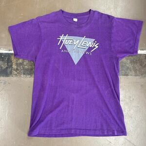 Vintage 1984 Huey Lewis and the News Band Tee Sports Tour Purple Single Stitched